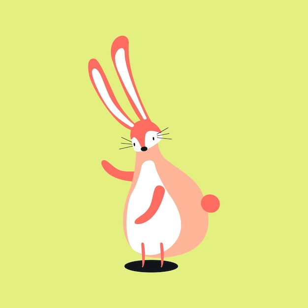 Free vector cute pink rabbit cartoon illustration