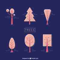 Free vector cute pinky trees