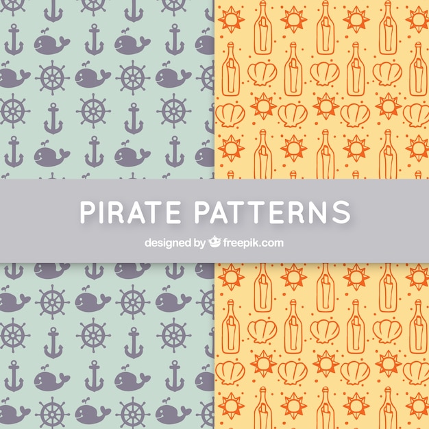 Free vector cute pirate patterns