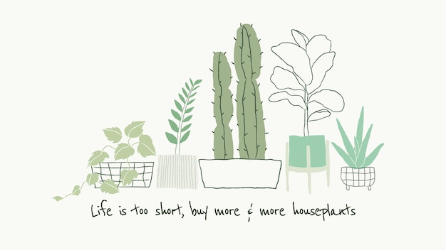 Cute plant lover quote template vector doodle for blog banner