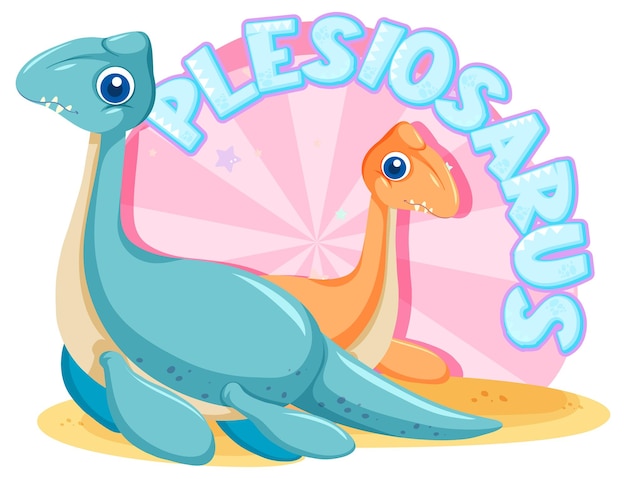 귀여운 플레시오사우루스 공룡 만화