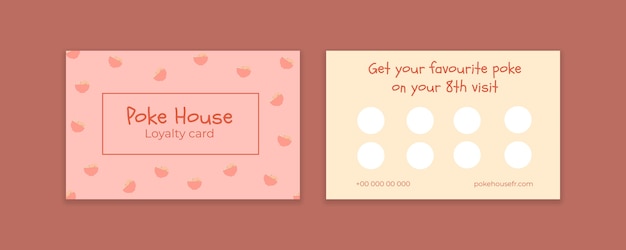 Free vector cute poke house restaurant loyalty card