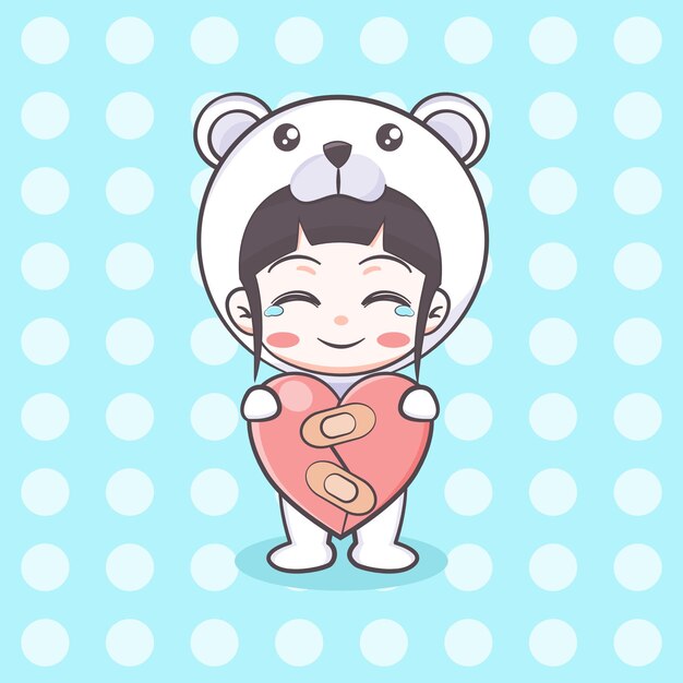 かわいいホッキョクグマの漫画のキャラクター プレミアムベクター