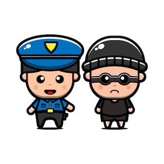 Free Vector Policeman And Robbers Set Illustration Free Vector Policeman And Robbers Set Illustration