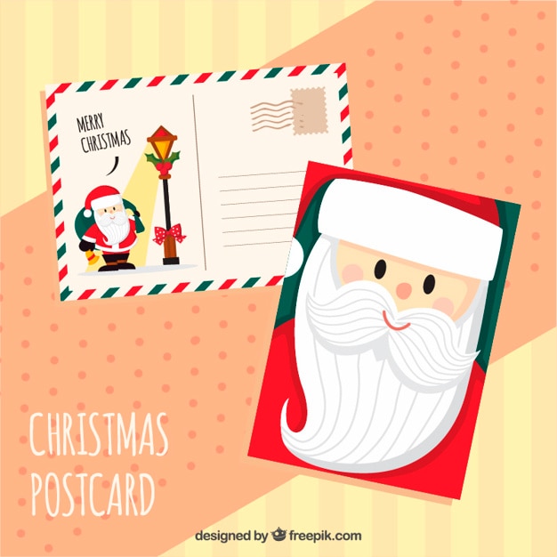 Free vector cute postcards of santa claus