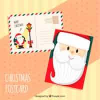 Free vector cute postcards of santa claus