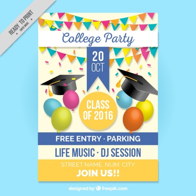 Free vector cute poster for graduation party