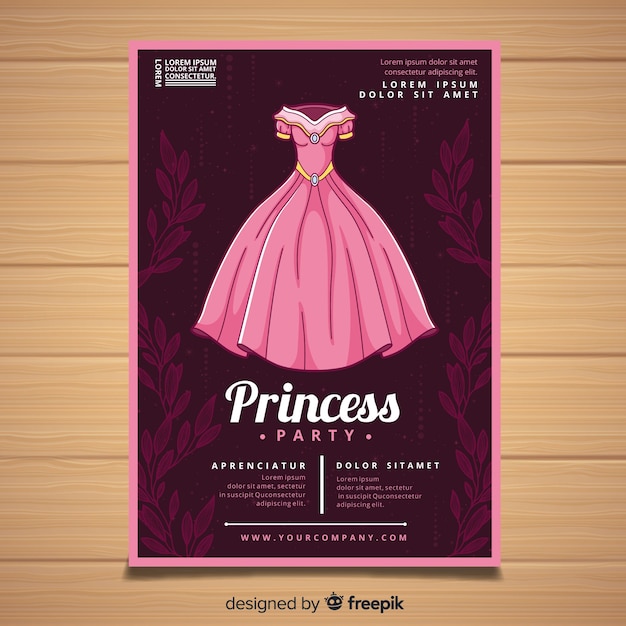 Free vector cute princess party invitation