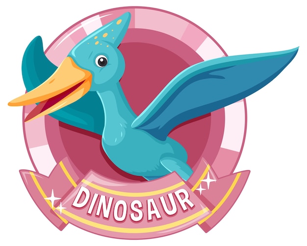 Cute pteranodon dinosaur cartoon badge