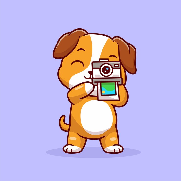 Free Vector cute pug dog photographer holding camera cartoon vector icon illustration animal technology isolated