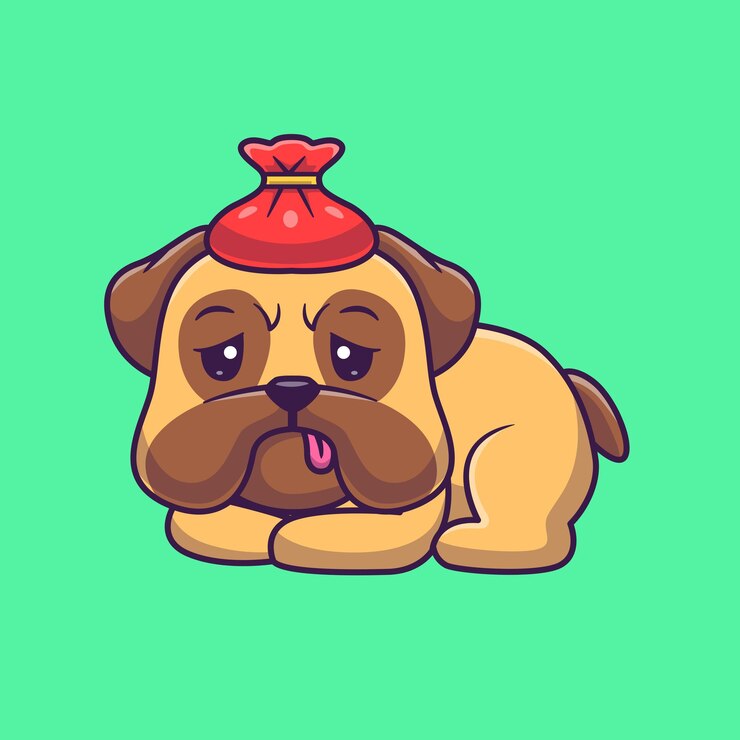 Free Vector cute pug dog sick fever cartoon vector icon illustration animal healthy icon isolated flat vector