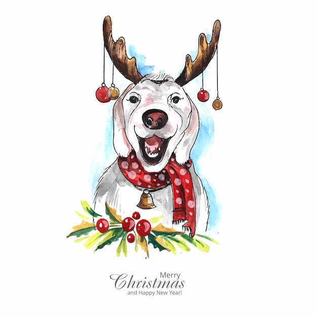 Free vector cute puppy for christmas holiday card background