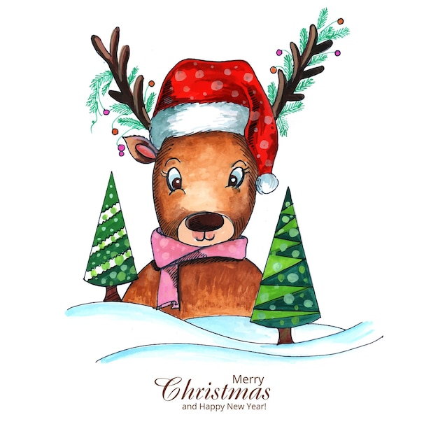 Free vector cute puppy for christmas with watercolor card background