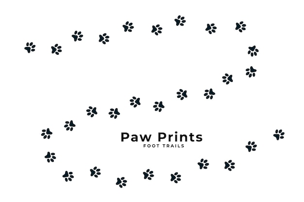 Cute puppy or dog paw print trail