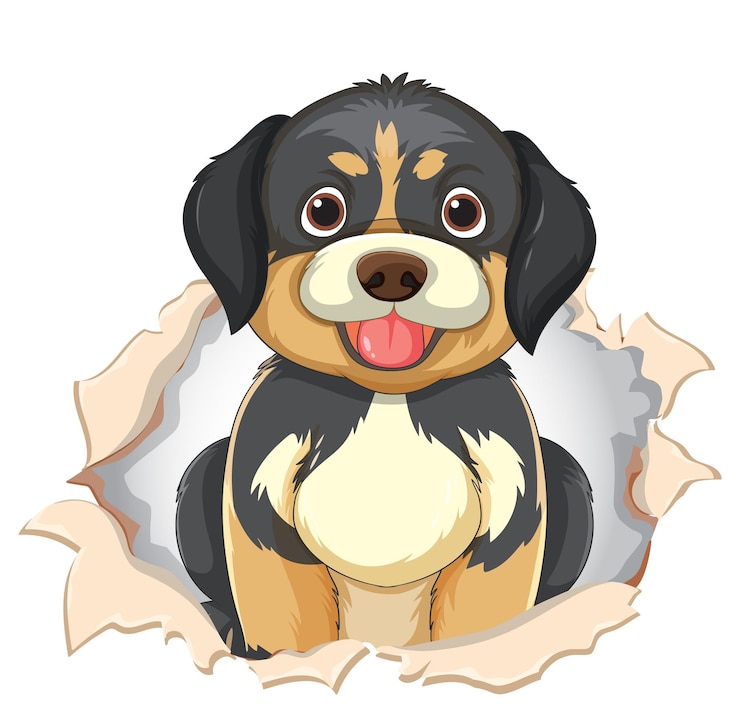 Free Vector cute puppy peeking through paper
