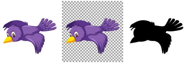 かわいい紫色の鳥の漫画のキャラクター プレミアムベクター