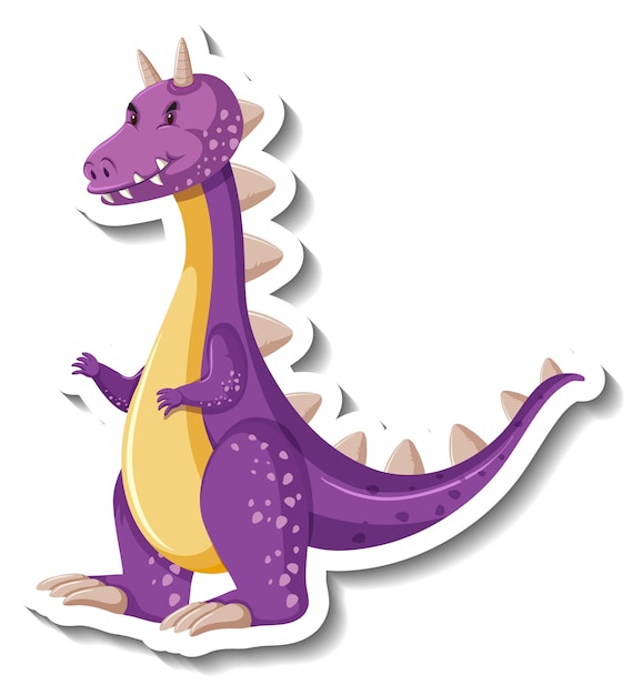 Free vector cute purple dragon cartoon character sticker