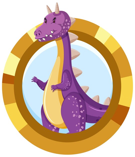 Cute purple dragon cartoon character