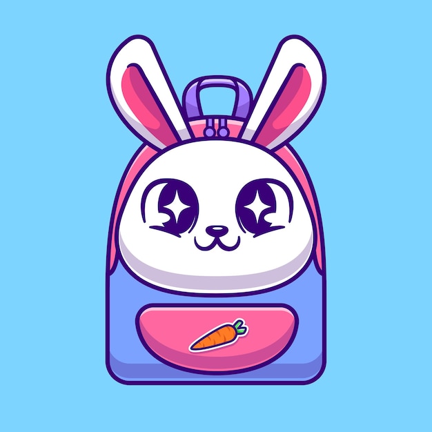 Cute rabbit bag cartoon vector icon illustration animal education icon concept isolated premium