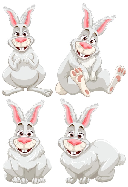 Free vector cute rabbit cartoon character