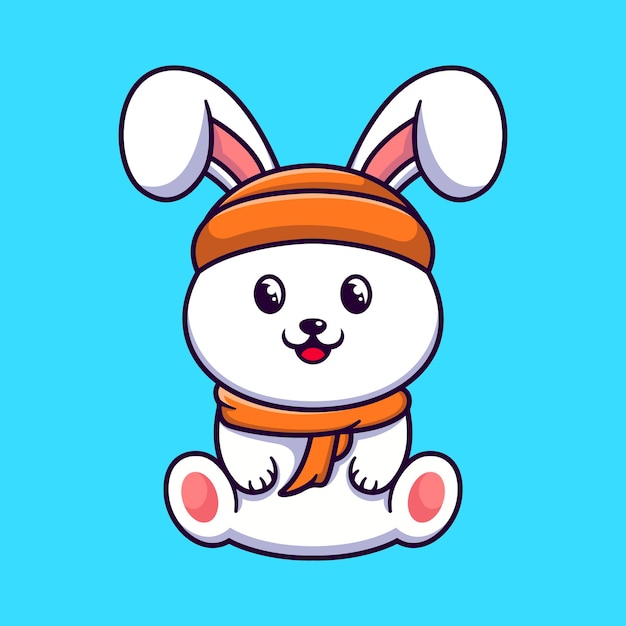 Cute rabbit character logo design template