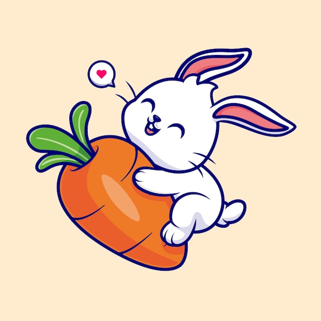 Free vector cute rabbit flying with carrot cartoon vector icon illustration animal food icon concept isolated