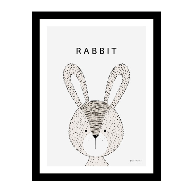 Cute rabbit inside a black frame