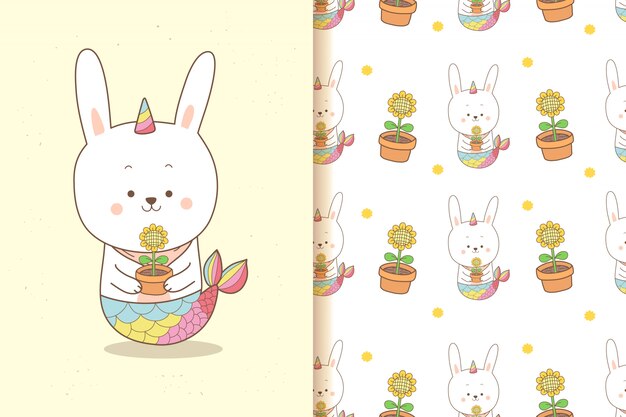 プレミアムベクター 手描きのイルカとかわいい人魚