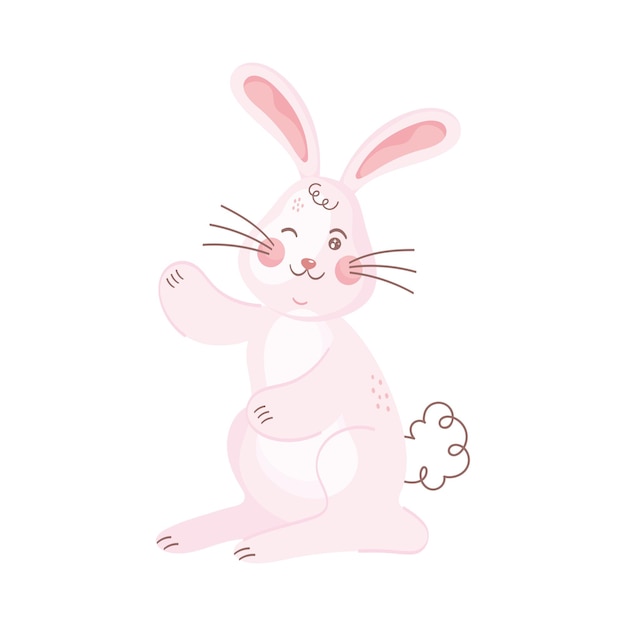 Free vector cute rabbit saludating