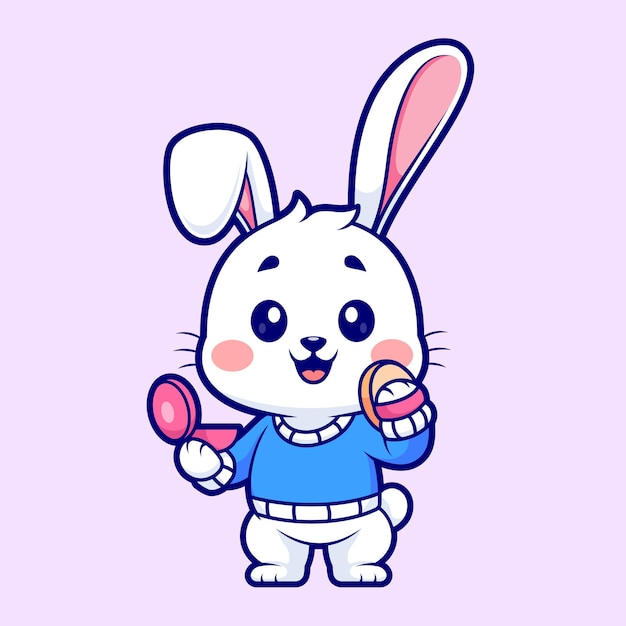 Free vector cute rabbit wearing makeup cartoon vector icon illustration animal beauty icon isolated flat vector