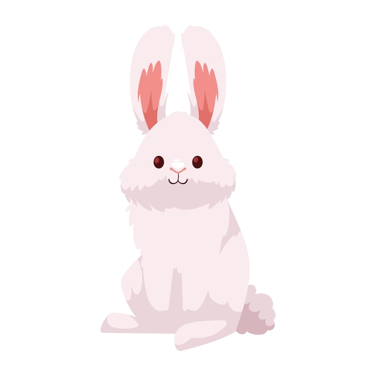 Free Vector cute rabbit white farm animal