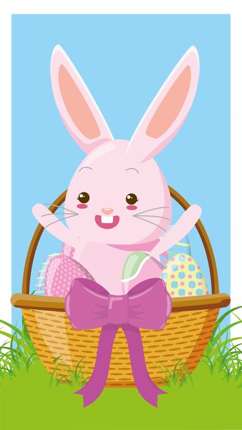 Cute rabbit with easter egg