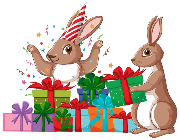 cute rabbit with gift box