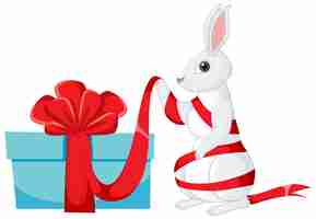 Vettore gratuito simpatico regalo da incartare a forma di coniglio