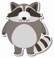 Free vector a cute raccoon cartoon animal sticker