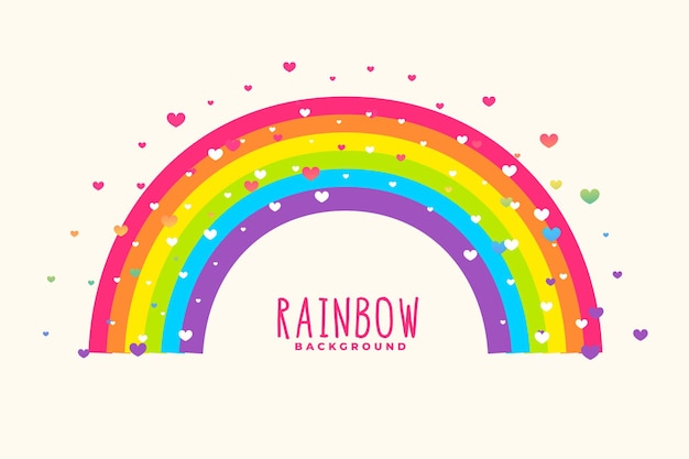 Free vector cute rainbow background with hearts background