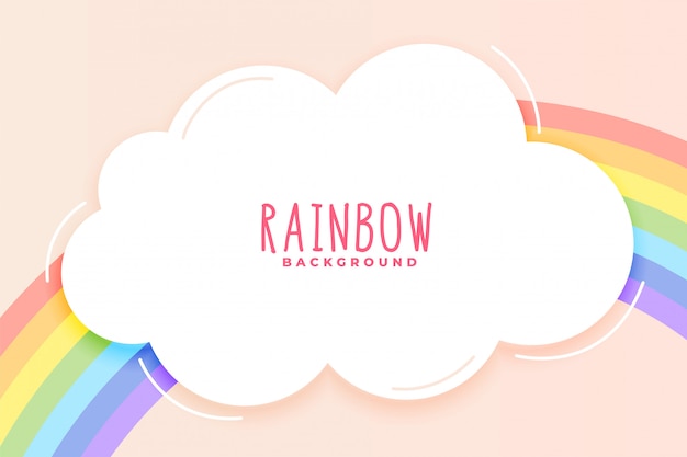 Cute rainbow and cloud background in pastel colors