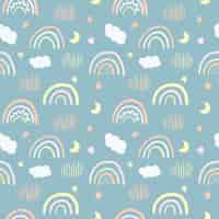 Free vector cute rainbow seamless pattern