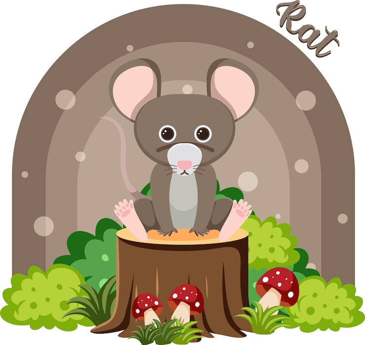 Free Vector cute rat in cartoon flat style