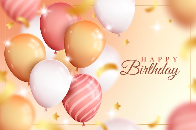 Free vector cute realistic happy birthday balloons background