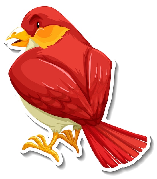 귀여운 붉은 새 동물 만화 스티커