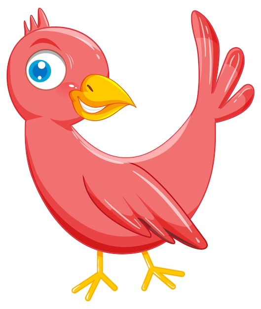 Cute red bird in cartoon style