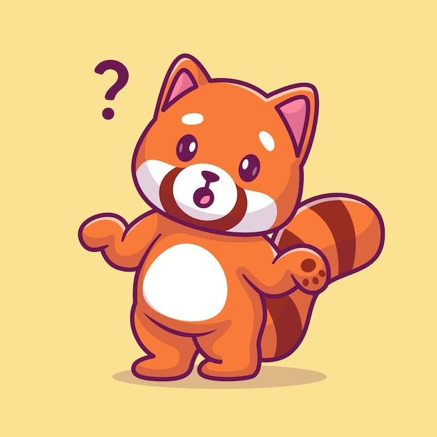Cute Red Panda Confuse Cartoon Vector Icon Illustration Animal Nature Icon Concept Isolated Premium