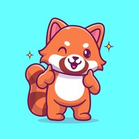 Cute red panda with ok sign hand cartoon vector icon illustration animal nature icon isolated