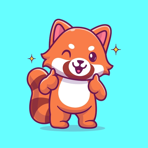 Cute Red Panda With Ok Sign Hand Cartoon Vector Icon Illustration Animal Nature Icon Isolated
