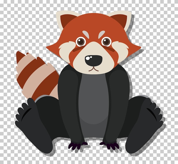 Cute red raccoon in flat cartoon style