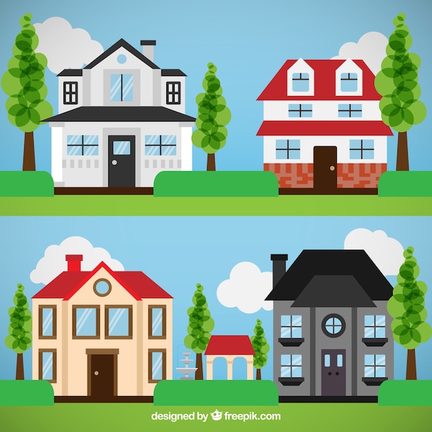 Free vector cute residential area