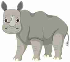 Free vector cute rhinoceros in flat cartoon style