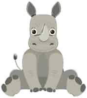 Free vector cute rhinoceros in flat style isolated