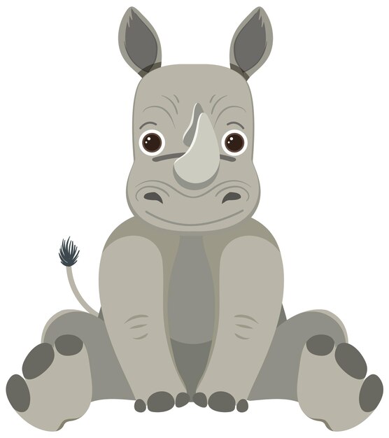 Cute rhinoceros in flat style isolated